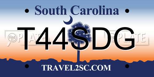 T44SDG South Carolina License Plate