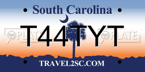 T44TYT South Carolina License Plate