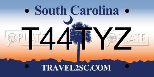 T44TYZ South Carolina License Plate