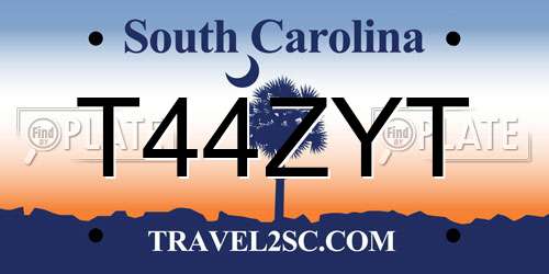 T44ZYT South Carolina License Plate