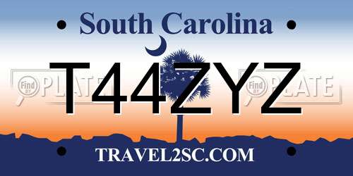 T44ZYZ South Carolina License Plate