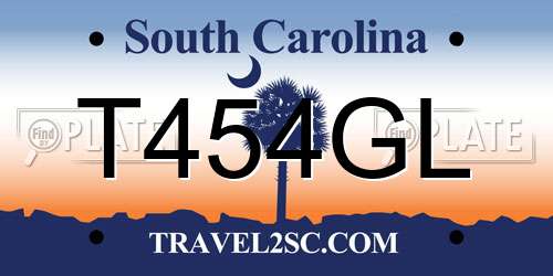 T454GL South Carolina License Plate