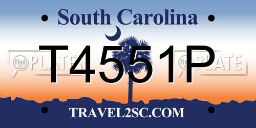 T4551P South Carolina License Plate