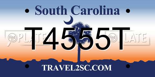 T4555T South Carolina License Plate