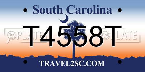 T4558T South Carolina License Plate