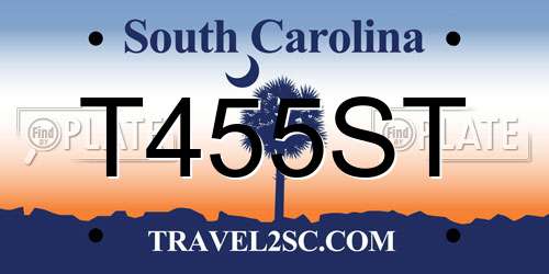 T455ST South Carolina License Plate