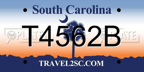 T4562B South Carolina License Plate
