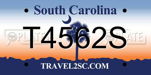 T4562S South Carolina License Plate