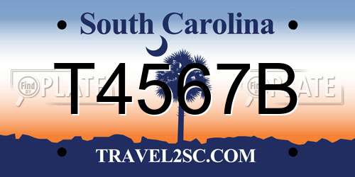 T4567B South Carolina License Plate