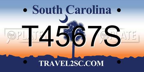 T4567S South Carolina License Plate