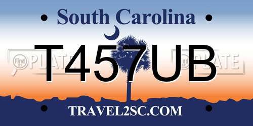 T457UB South Carolina License Plate