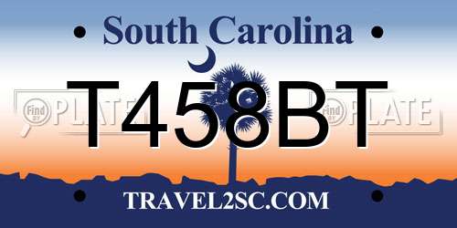 T458BT South Carolina License Plate