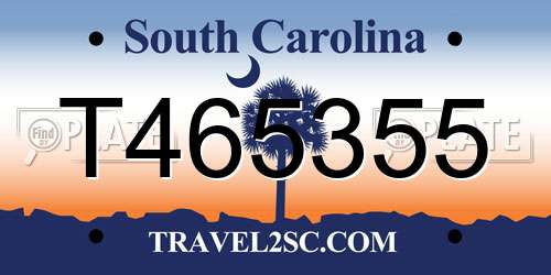 T465355 South Carolina License Plate