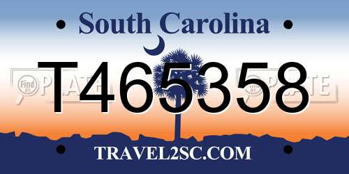 T465358 South Carolina License Plate