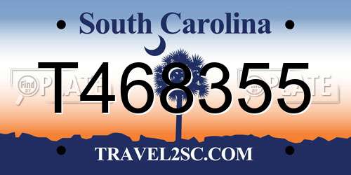 T468355 South Carolina License Plate