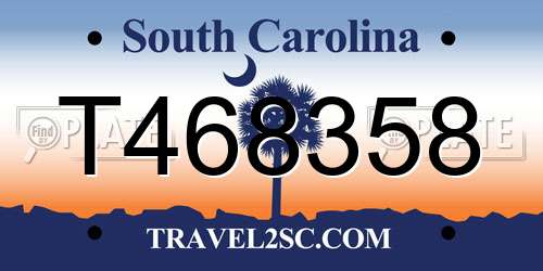 T468358 South Carolina License Plate