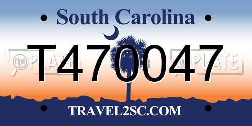 T470047 South Carolina License Plate