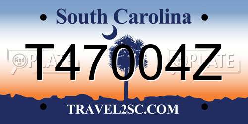 T47004Z South Carolina License Plate