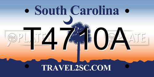 T4710A South Carolina License Plate