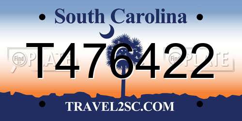 T476422 South Carolina License Plate