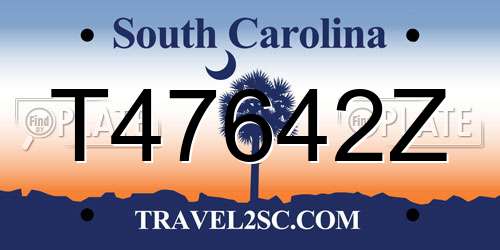 T47642Z South Carolina License Plate