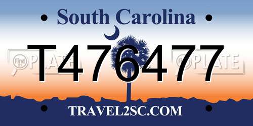 T476477 South Carolina License Plate