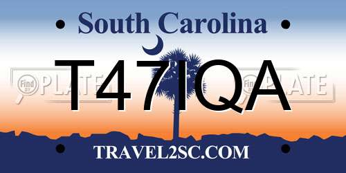 T47IQA South Carolina License Plate