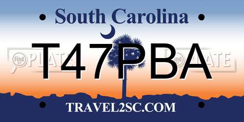T47PBA South Carolina License Plate