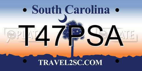 T47PSA South Carolina License Plate