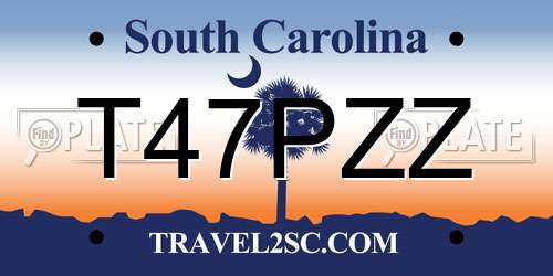 T47PZZ South Carolina License Plate