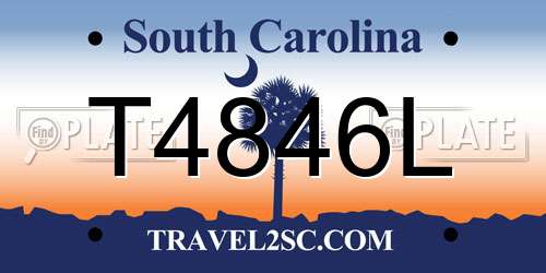 T4846L South Carolina License Plate