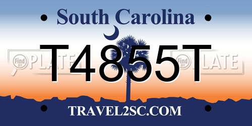 T4855T South Carolina License Plate