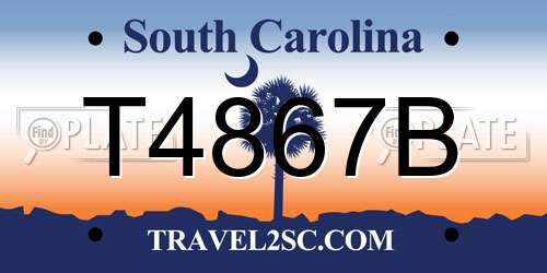T4867B South Carolina License Plate