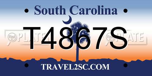 T4867S South Carolina License Plate