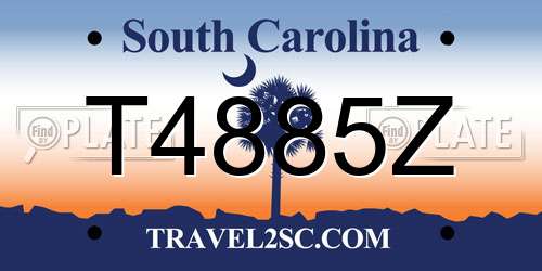 T4885Z South Carolina License Plate