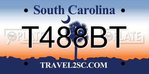 T488BT South Carolina License Plate