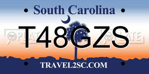 T48GZS South Carolina License Plate