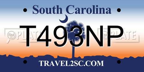 T493NP South Carolina License Plate