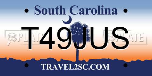 T49JUS South Carolina License Plate