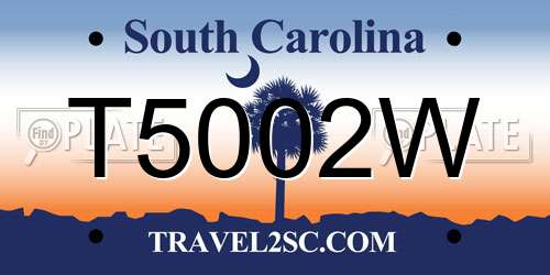 T5002W South Carolina License Plate