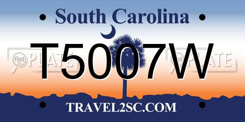 T5007W South Carolina License Plate