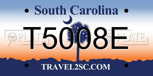 T5008E South Carolina License Plate