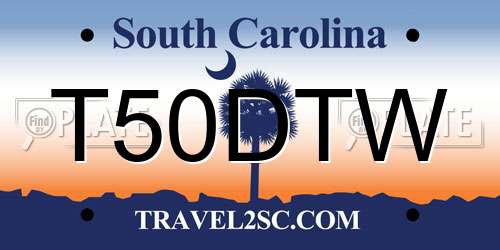 T50DTW South Carolina License Plate