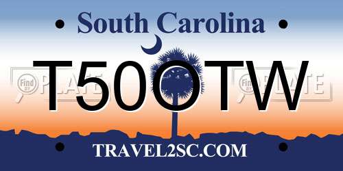 T50OTW South Carolina License Plate