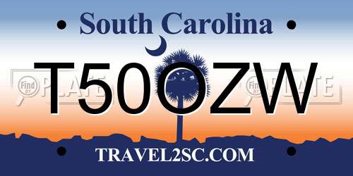 T50OZW South Carolina License Plate