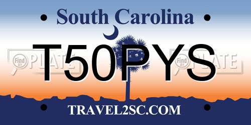 T50PYS South Carolina License Plate
