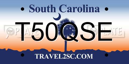 T50QSE South Carolina License Plate