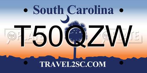 T50QZW South Carolina License Plate