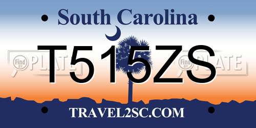T515ZS South Carolina License Plate