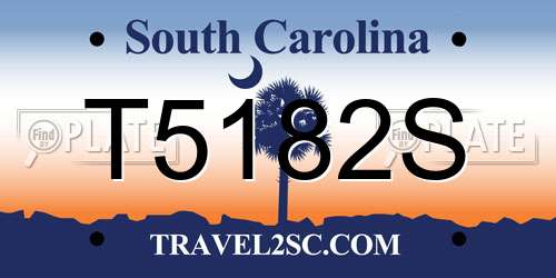T5182S South Carolina License Plate